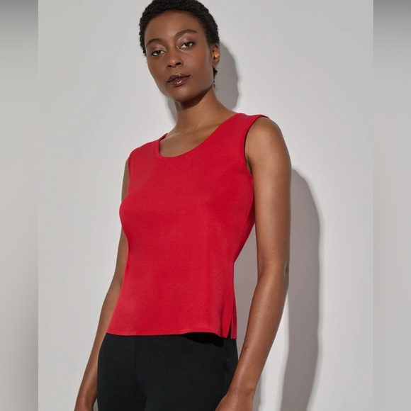 Ming Wang Mid-Length Scoop Neck Knit Tank red - Picture 1 of 8